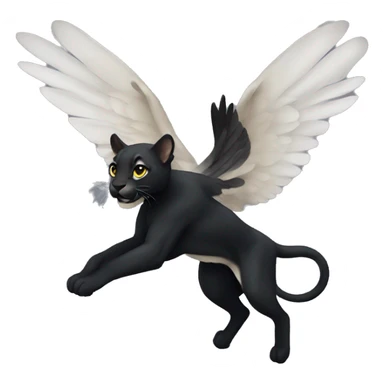 winged black puma flying sticker
