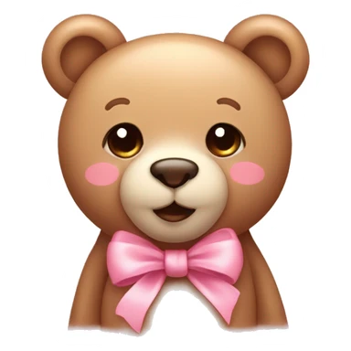 teddy bear with a little blush and pink bow winking with cute eyelashes sticker