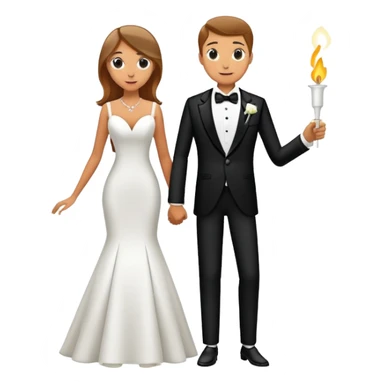 Man and woman sneaking into wedding ceremony together, tiptoeing, both smoking joints, full body view sticker