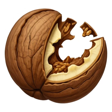 walnut with a bite taken out sticker