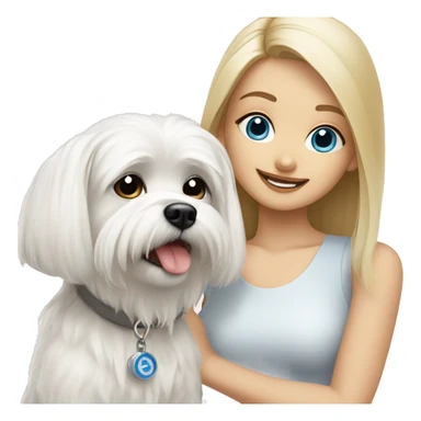 Maltese dog with blonde girl with, blue eyes sticker