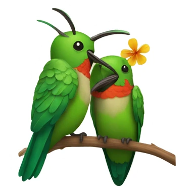 emoji de un colibrí con dos personas enamoradas sticker