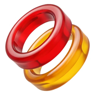 emoji de 2 gomitas en forma de aro una colo rojo y otra amarillo de muy gruesas  sticker