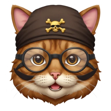 pirate cat with glasses sticker