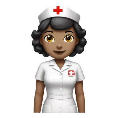 pixie cut black straight hair female nurse with red cross sign hat wearing dress
pale skin color sticker