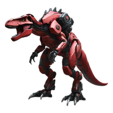 Tyrannosaurus red Mech Warrior，full body，upward view，cyberpunk style sticker