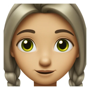 a girl with green eyes and emotions on her face like the cat from Shrek sticker