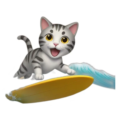 Cat surfing in wave sticker