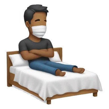 A man have mask and sleeping on bed sticker