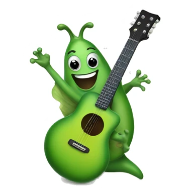 Happy green slug playing guitar sticker