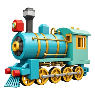 train from the Minecraft Create mod, detailed, blocky, with visible gears and mechanical parts sticker
