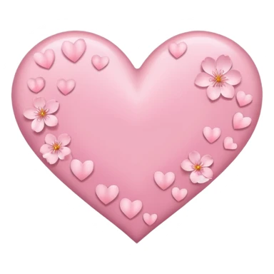 pink heart emoji with subtle sakura petal texture sticker