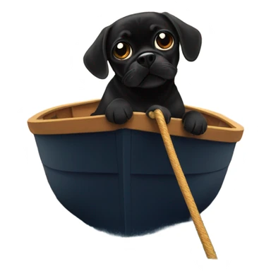 Black puggle on a boat sticker