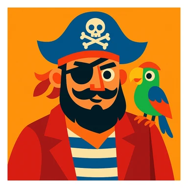 pirate with eye patch and parrot sticker