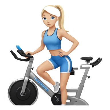 White girl blue eyes long blonde hair in pony tail instructing spin class  sticker