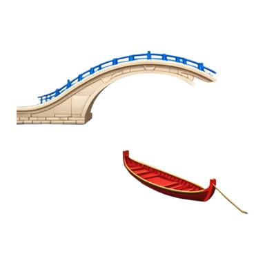 West Lake with Broken Bridge, prominent blue water surface with ripples, small traditional boat on water, symmetrical composition, simplified emoji style with bold outlines, Chinese arch bridge over expanded lake sticker