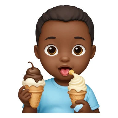 black newborn baby sitting eating ice cream sticker