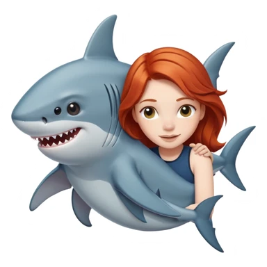 redhead girl hugging shark sticker