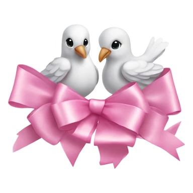 White love birds doves pink bows sticker