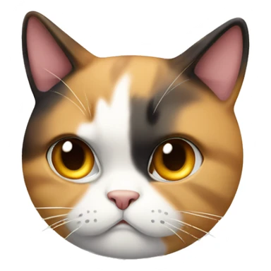 Fat Calico cat full body with angry eyebrows  sticker