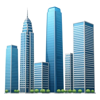 generate a realistic skyscraper and several smaller ones nearby sticker