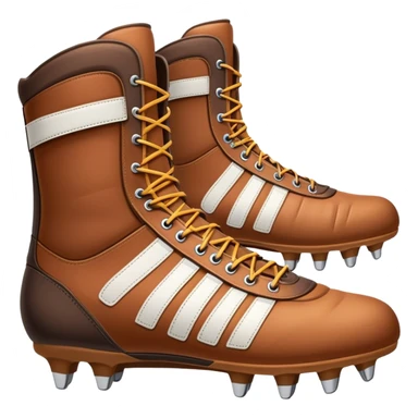 Cinematic Realistic image of a pair of rugby boots, showcasing sturdy leather construction, detailed cleat patterns and textured surfaces, illuminated by vibrant outdoor lighting that captures their athletic purpose sticker