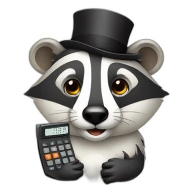 badger with a monocle using calculator  sticker