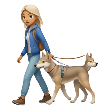 A girl walks a Czechoslovakian Wolfdog sticker