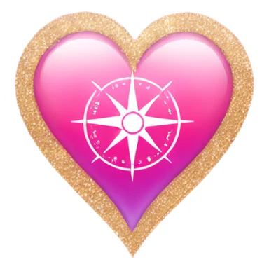 Pink ombre heart shaped compass with glitter sticker