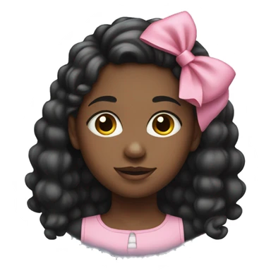 black girl with pink bow in a side ponytail  sticker