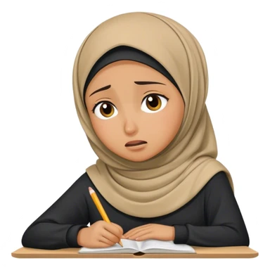 hijabi student suffering and crying while studying sticker
