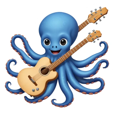 happy octopus with multiple arms playing guitar sticker