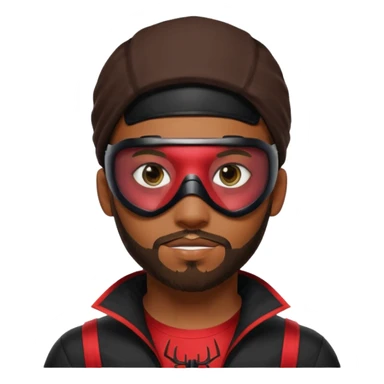 Miles Morales with beard, eye mask, low fade sticker