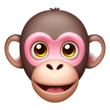 All Pink cute baby monkey face sticker