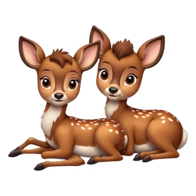 two Bambi deer lying cute sticker