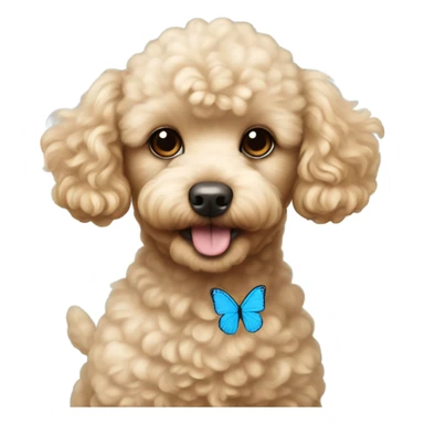 Blonde Toy poodle with blue butterfly  sticker