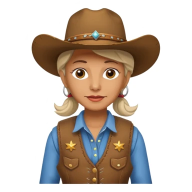 old cowgirl with vest sticker
