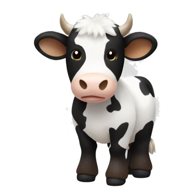 A stuffed animal cow that is fluffy black white and brown  sticker