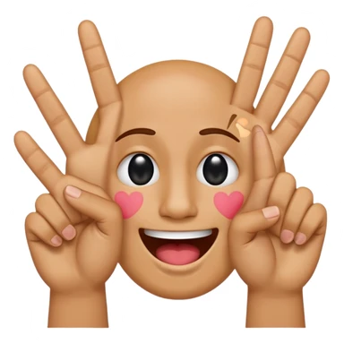 a hand make a peace sign with 2 sobbing/ laughing emojis on the tip of the index and middle finger sticker