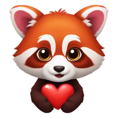 red panda with heart sticker