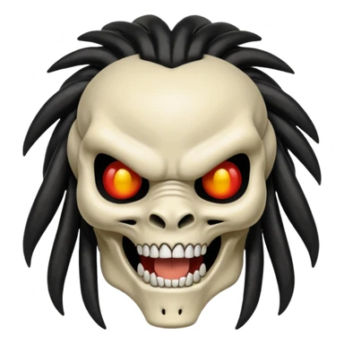 smiling bone predator from movie predator with rasta black hair sticker