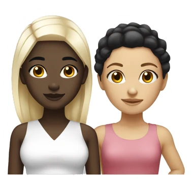 Black girl black hair and white blonde girl posing sticker
