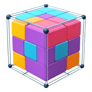 Create an emoji for 3D visualization and modeling. Show a 3D object (e.g., a cube or geometric shape) with wireframe lines or a 3D modeling tool interface. Use modern, professional colors. Do not include any emojis or smiley faces. Make the background transparent. sticker