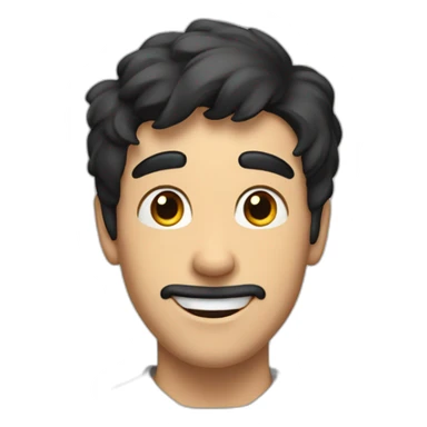 A white adult men with black hair and a goofy face, looking at a dog and look very happy to see it sticker
