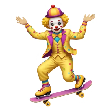 skater clown skating yellow sticker