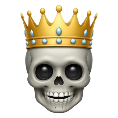 Skull with a crown on his head that looks like an emoji sticker