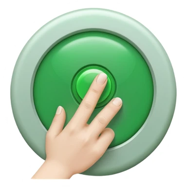 Green Button Being Pushed Down By A Finger sticker