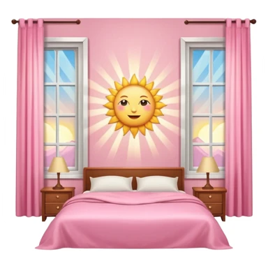 Aesthetic sun rays from window in pink bedroom sticker
