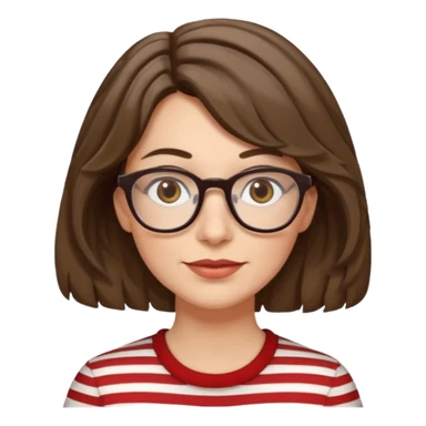 fair-skinned caucasian woman, 40s, chin-length rather wavy/unruly brown-ish hair with some white stripes (shaggy haircut), hazel eyes sticker