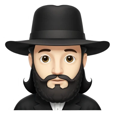 Hasidic Jewish man with wide-brimmed black hat, curled side locks, short beard, traditional attire, neutral expression sticker